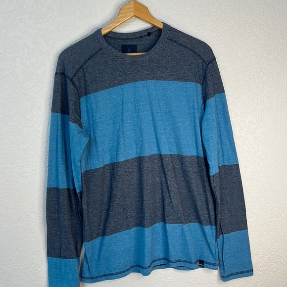 Prana Men's Long Sleeve Shirt Striped Blue size Large - Picture 4 of 12